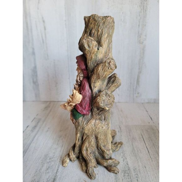 Rustic Santa Claus tree trunk candle holder vintage reindeer Xmas decor - Picture 5 of 8